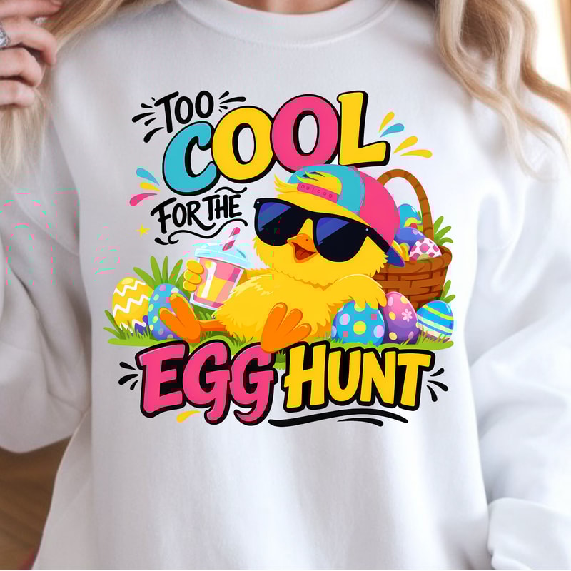 Too Cool For The Egg Hunt Shirt Cool Chick Easter Eggs Design Tee 0