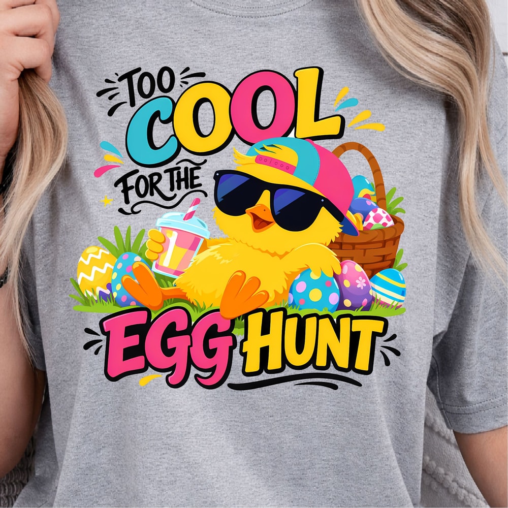 Too Cool For The Egg Hunt Shirt Cool Chick Easter Eggs Design Tee 4
