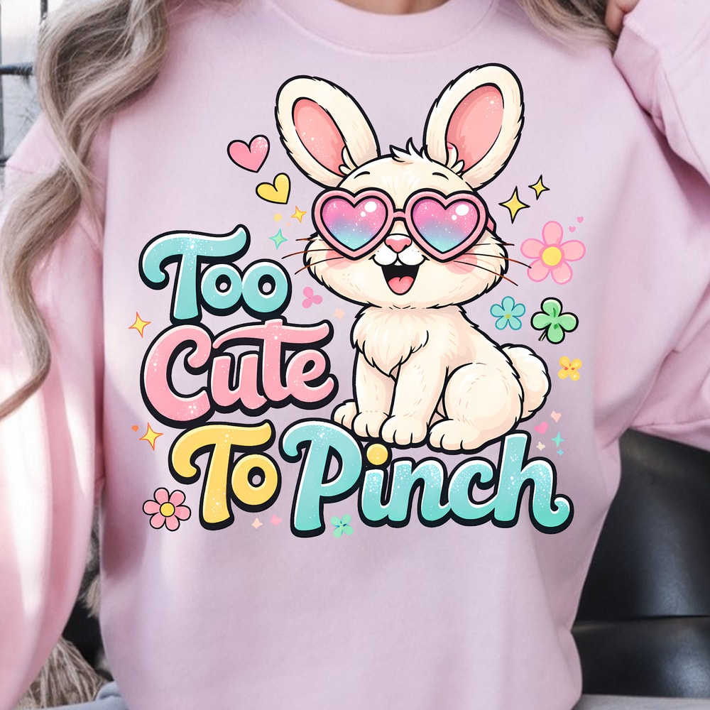 Too Cute To Pinch Shirt Happy Bunny With Glasses Lil Flowers Design 1