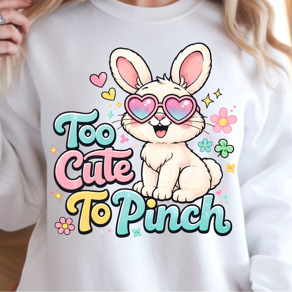 Too Cute To Pinch Shirt Happy Bunny With Glasses Lil Flowers Design 2