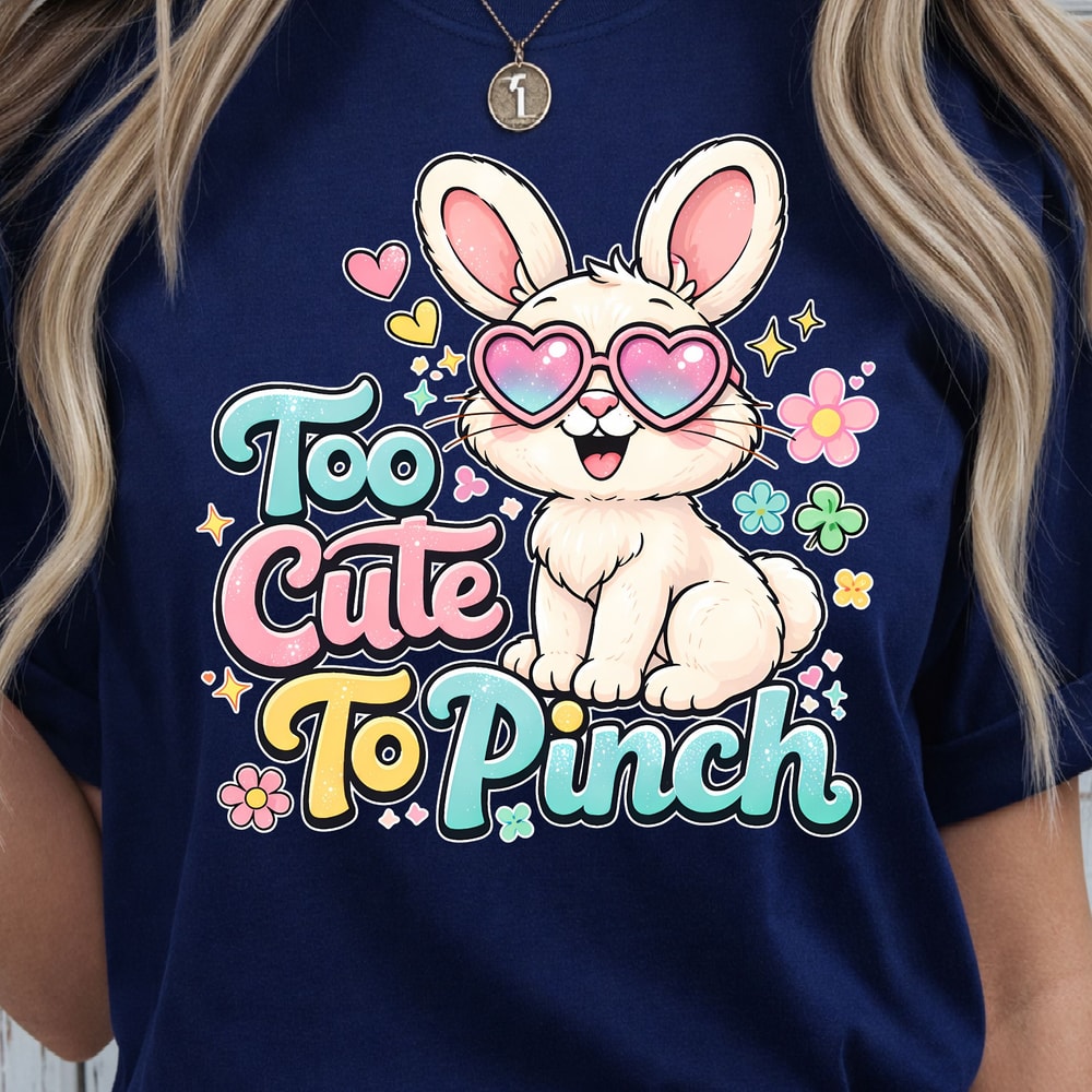 Too Cute To Pinch Shirt Happy Bunny With Glasses Lil Flowers Design 4