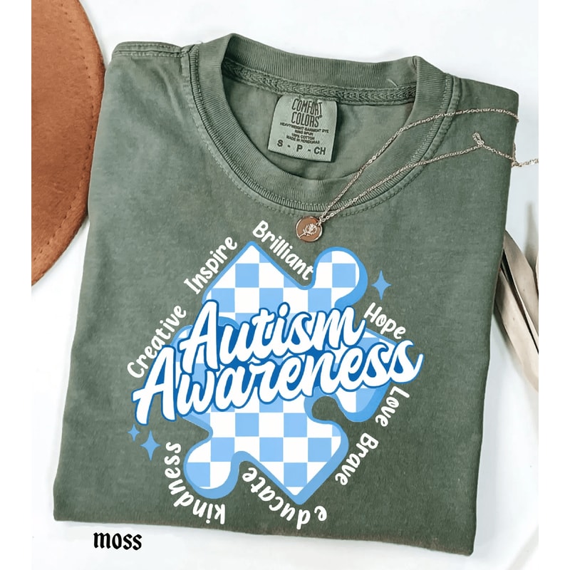 Autism Awareness T Shirt Comfort Colors Blue Support Tee 1