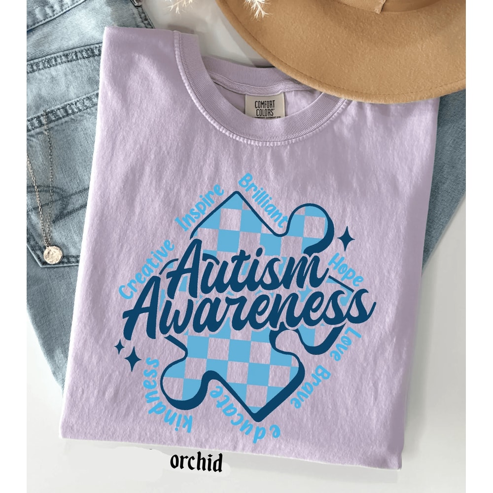 Autism Awareness T Shirt Comfort Colors Blue Support Tee 2