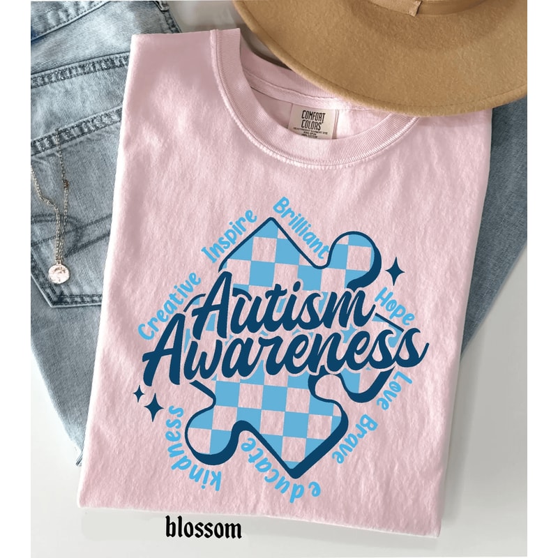 Autism Awareness T Shirt Comfort Colors Blue Support Tee 4
