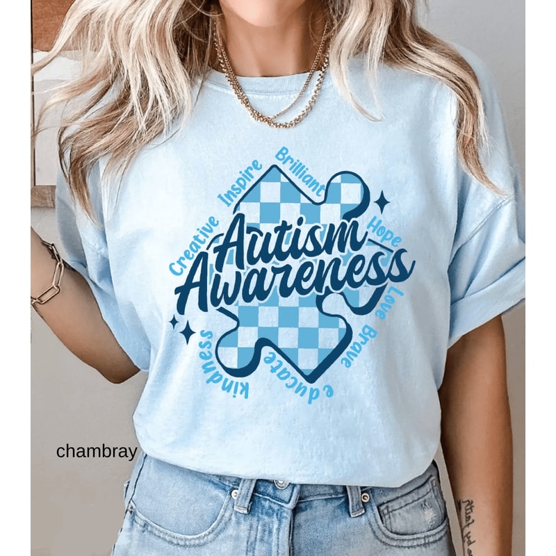 Autism Awareness T Shirt Comfort Colors Blue Support Tee 6