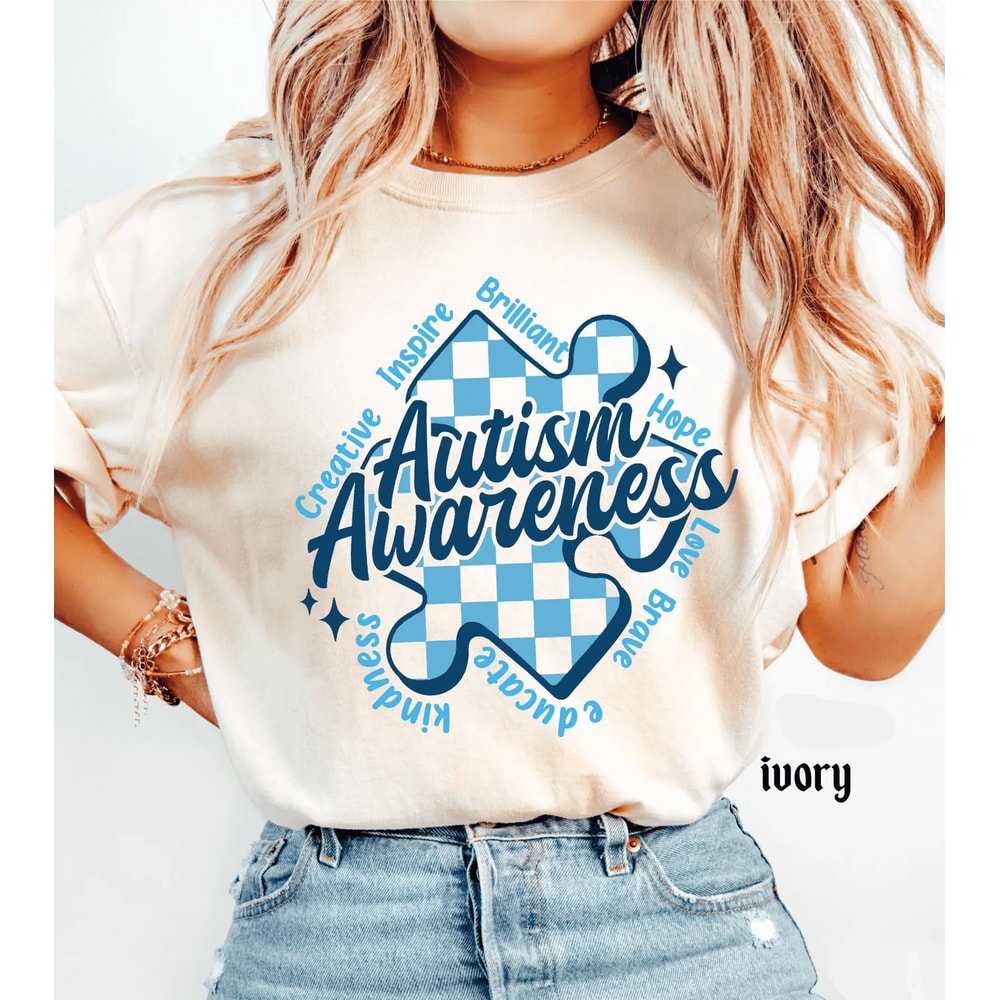 Autism Awareness T Shirt Comfort Colors Blue Support Tee 7