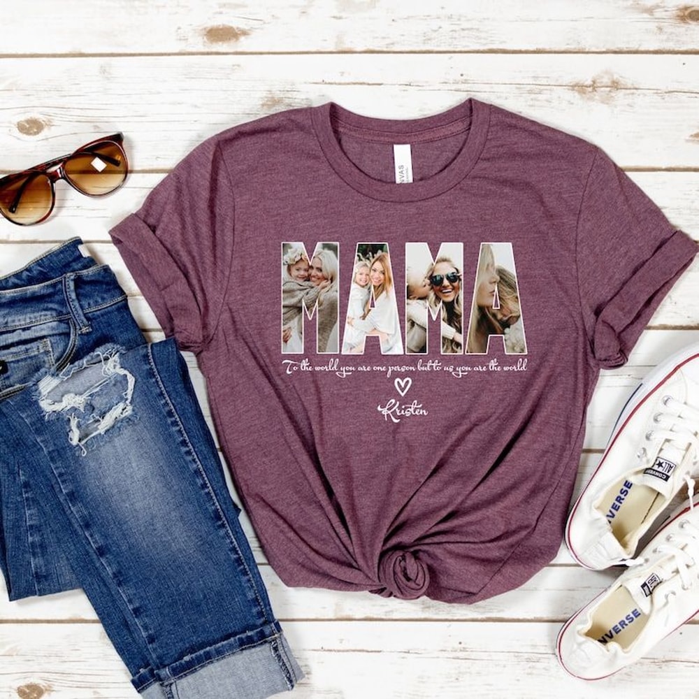 Custom Mama Photo Shirt Personalized Mothers Day Gift Customizable Mama Tee Grandma Gift 0
