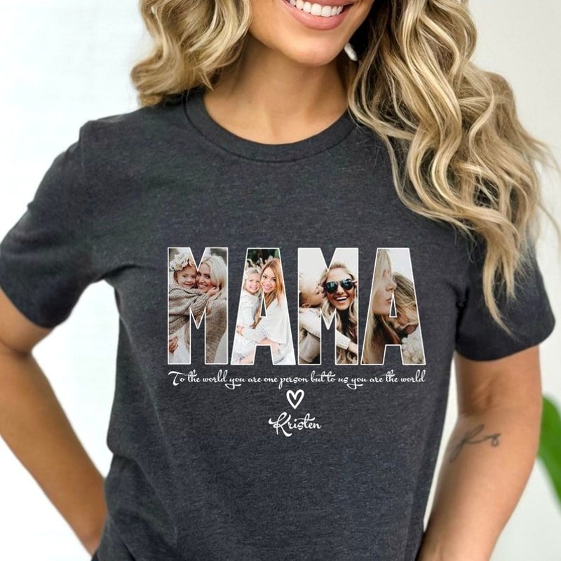 Custom Mama Photo Shirt Personalized Mothers Day Gift Customizable Mama Tee Grandma Gift 1
