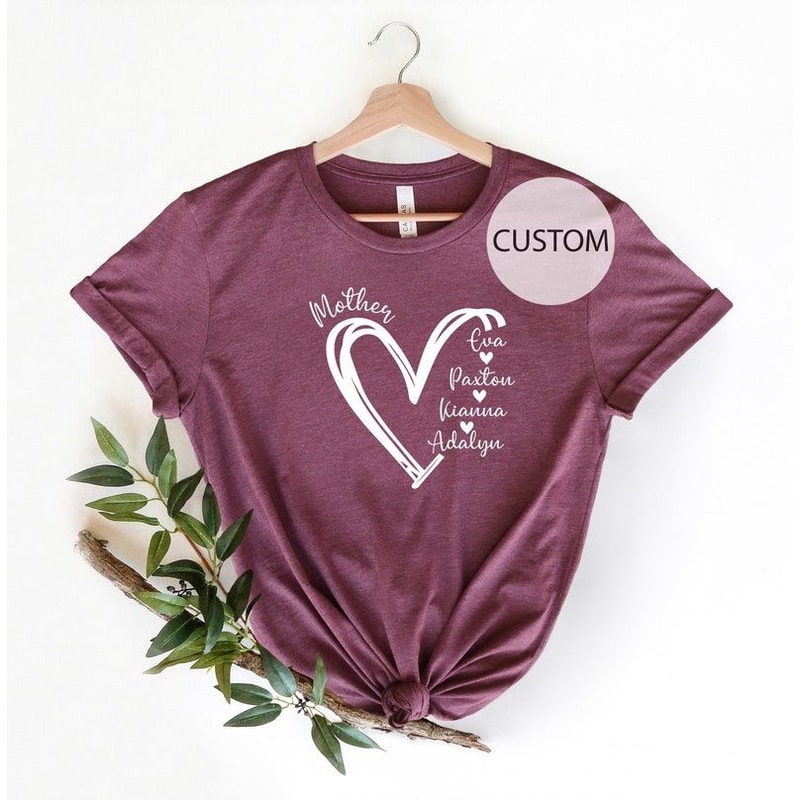 Custom Mama Shirt Personalized Mom Shirt Shirt With Kids Names Gift For Mom Mama Mom Heart Shirt 4