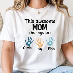 this awesome mom belongs to shirt – personalized mother's day sweatshirt with custom name
