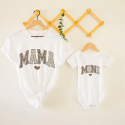 mama and mini matching gold leopard shirts set