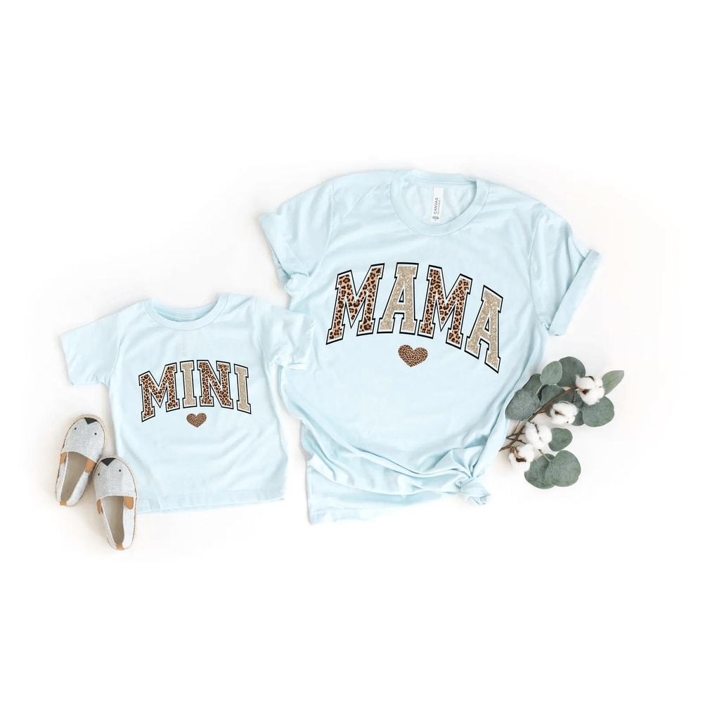 Mama And Mini Matching Gold Leopard Shirts Set 3