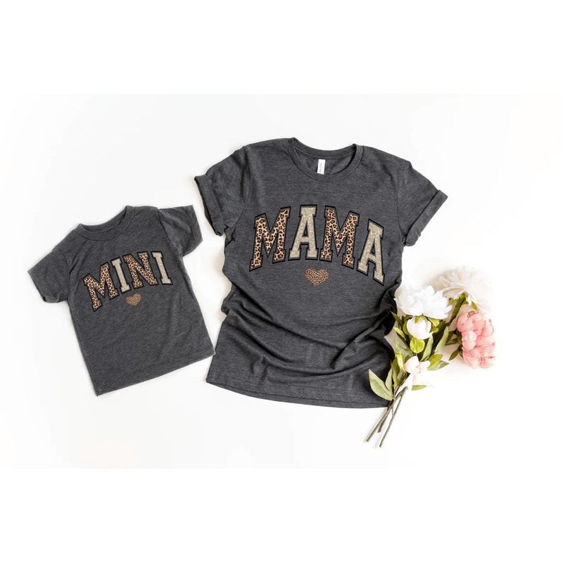 Mama And Mini Matching Gold Leopard Shirts Set 4