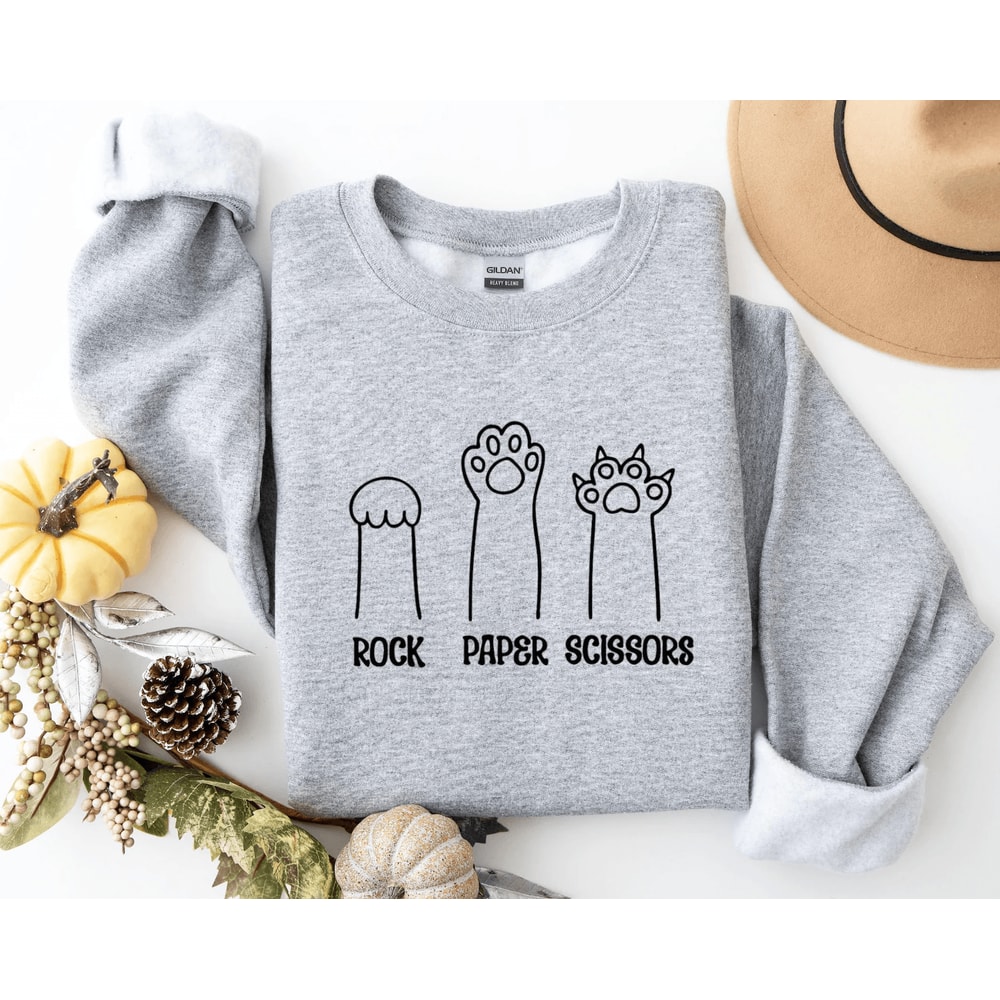 Funny Cat Paw Rock Paper Scissors Unisex Tee 1
