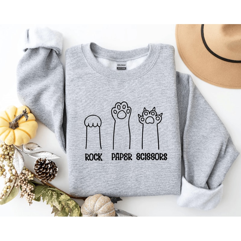 Funny Cat Paw Rock Paper Scissors Unisex Tee 1