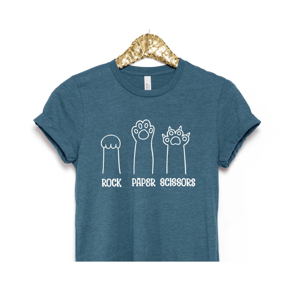 Funny Cat Paw Rock Paper Scissors Unisex Tee 2