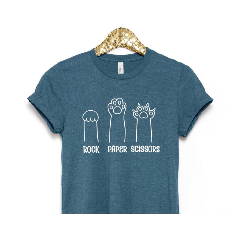 Funny Cat Paw Rock Paper Scissors Unisex Tee 2