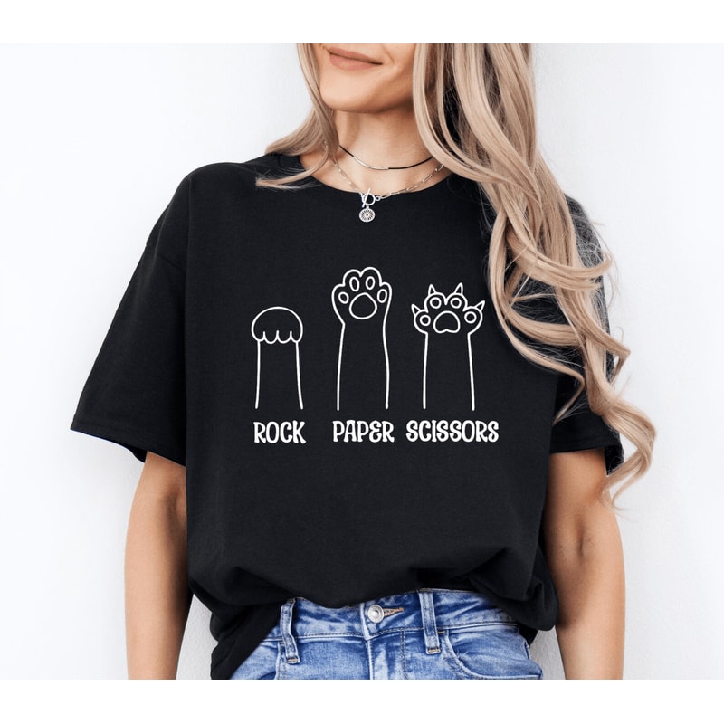 Funny Cat Paw Rock Paper Scissors Unisex Tee 3