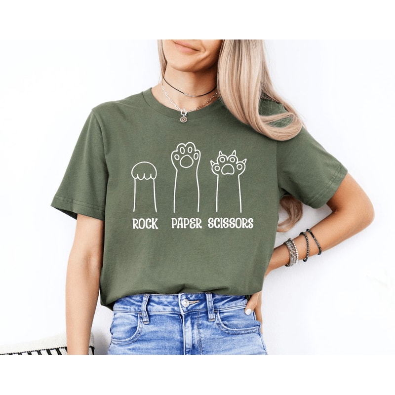 Funny Cat Paw Rock Paper Scissors Unisex Tee 4