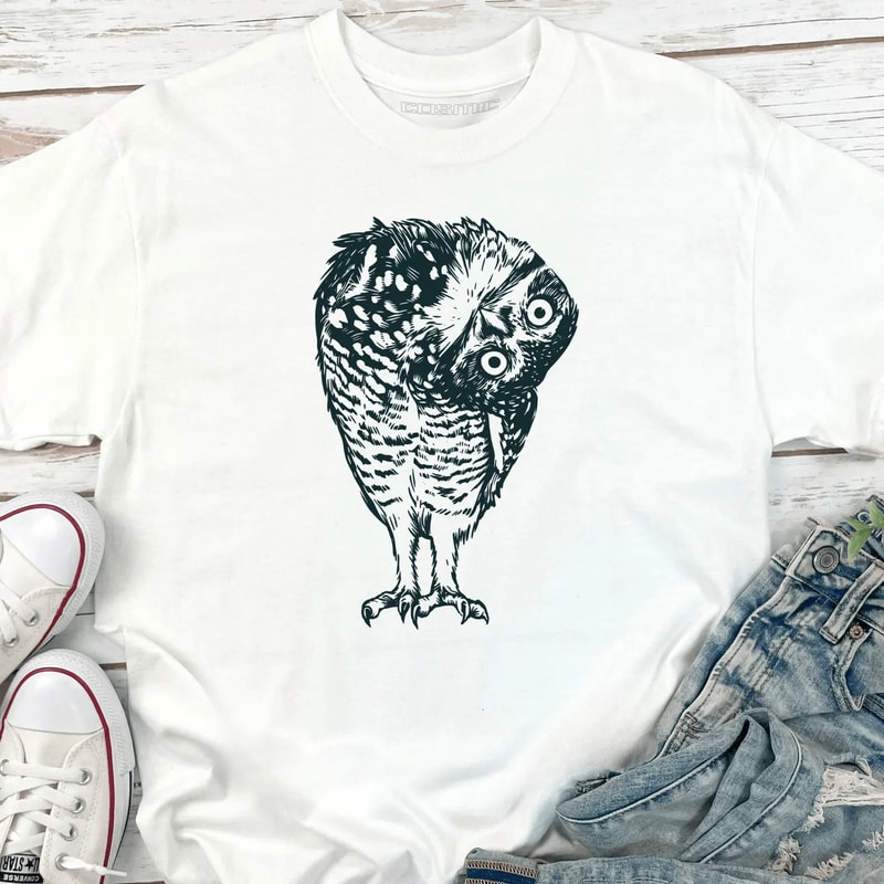 Linocut Owl Shirt Dark Academia Comfort Colors Tee 1