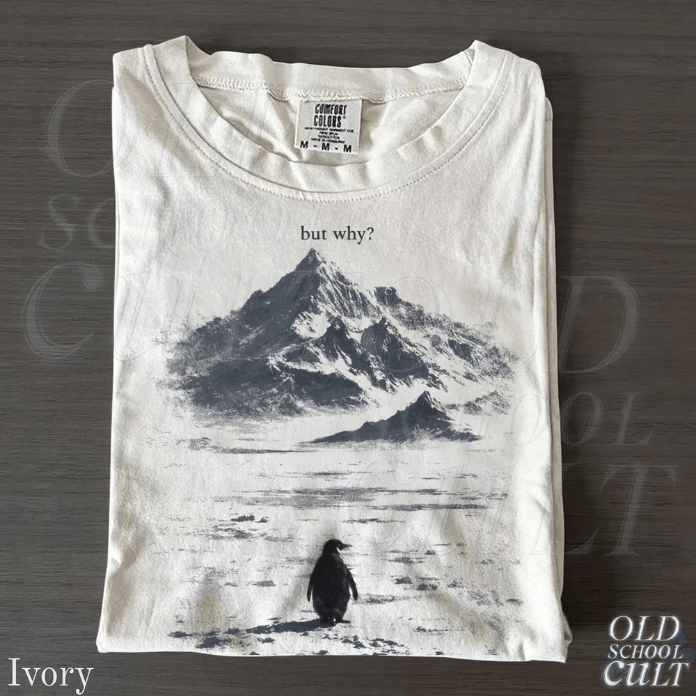 Lone Penguin Mountain Meme Shirt 90s Graphic Tee 0