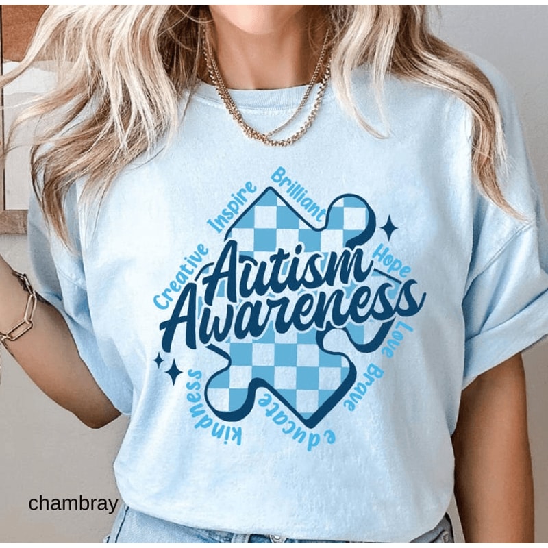 Autism Awareness Puzzle Heart Shirt Compassion Support Tee Inclusive Gift 0