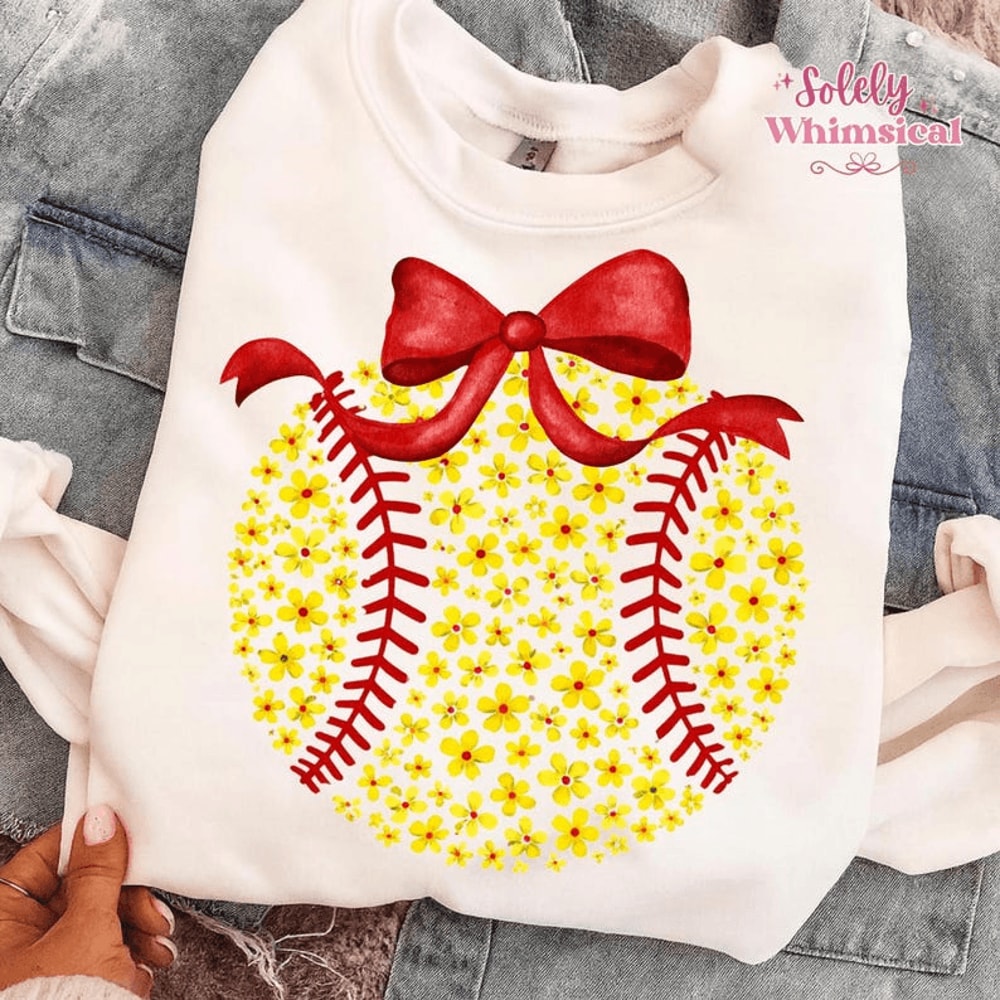 Floral Softball PNG Softball Mama Bow Sublimation Design 1