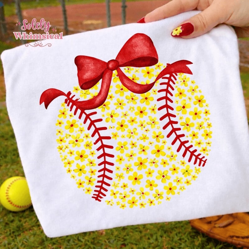 Floral Softball PNG Softball Mama Bow Sublimation Design 2
