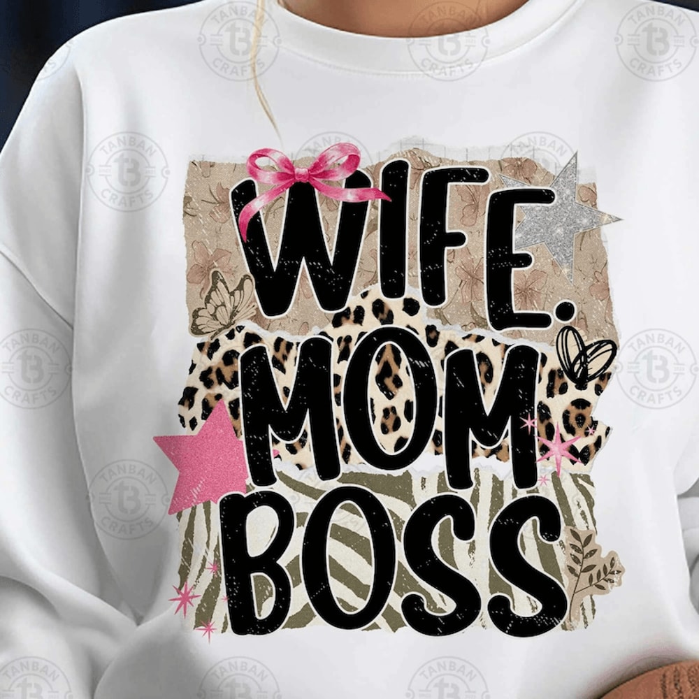 Wife Mom Boss Shirt Trendy Leopard Bow Mom Boss Sweatshirt 1
