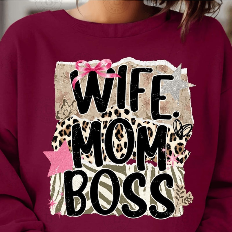 Wife Mom Boss Shirt Trendy Leopard Bow Mom Boss Sweatshirt 2