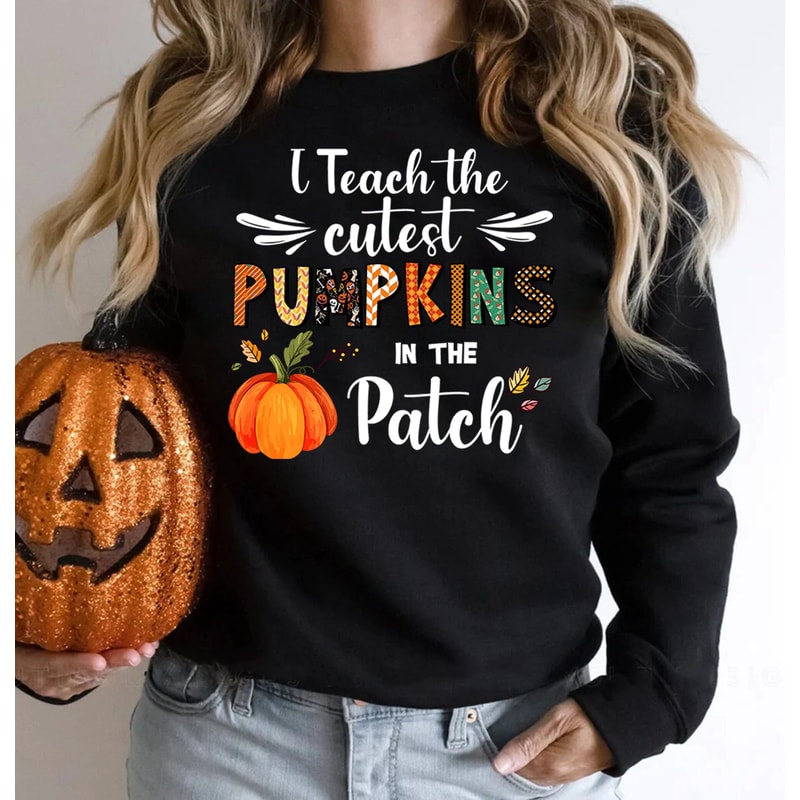 Teacher Fall Sweatshirt Pumpkin Teacher Halloween Shirt Gift 0