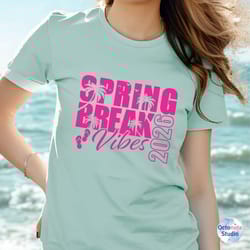 spring break vibes shirt colorful retro vacation beach trip graphic tee
