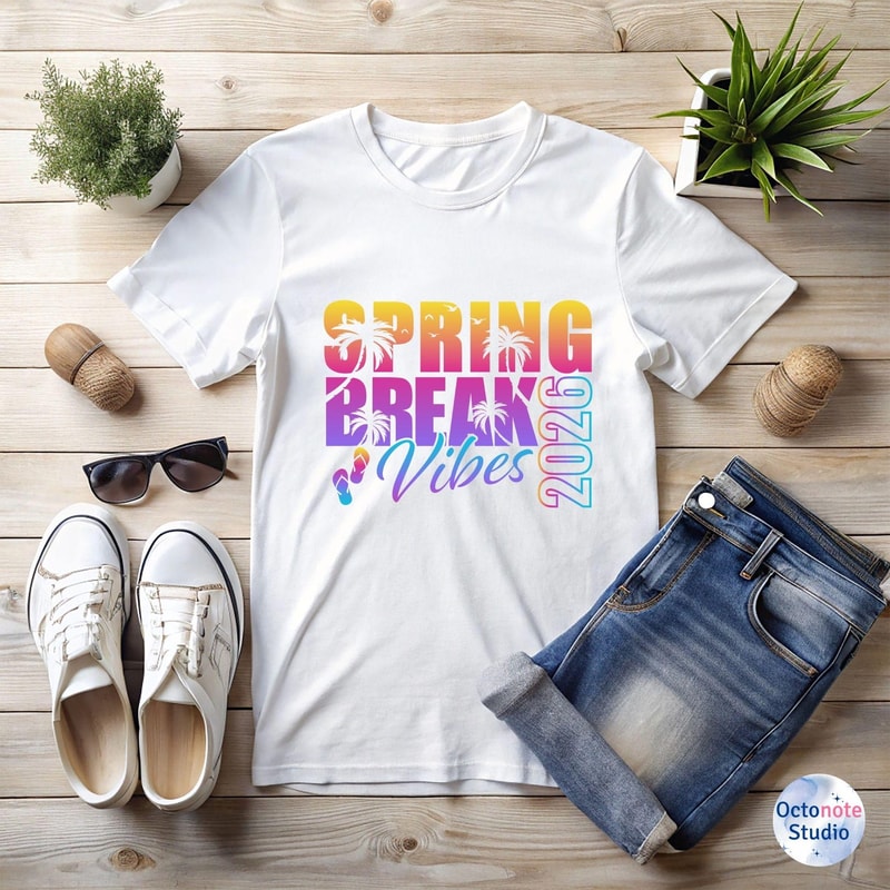 Spring Break Vibes Shirt Colorful Retro Vacation Beach Trip Graphic Tee 2