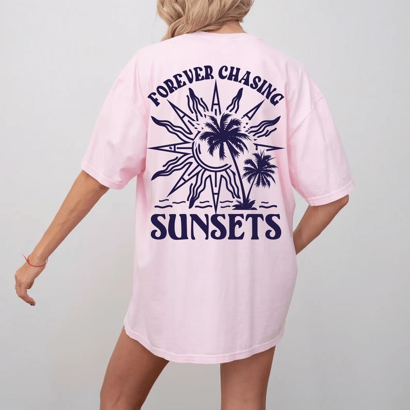 Coconut Girl Sunset Oversized Beach TShirt 4