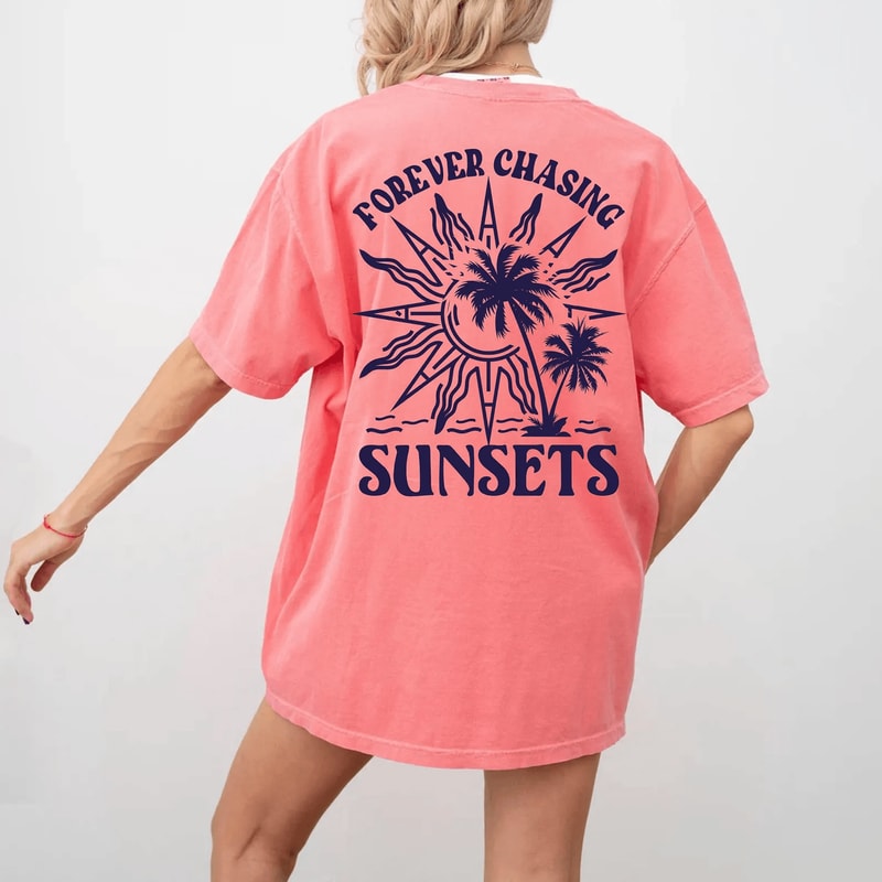 Coconut Girl Sunset Oversized Beach TShirt 5