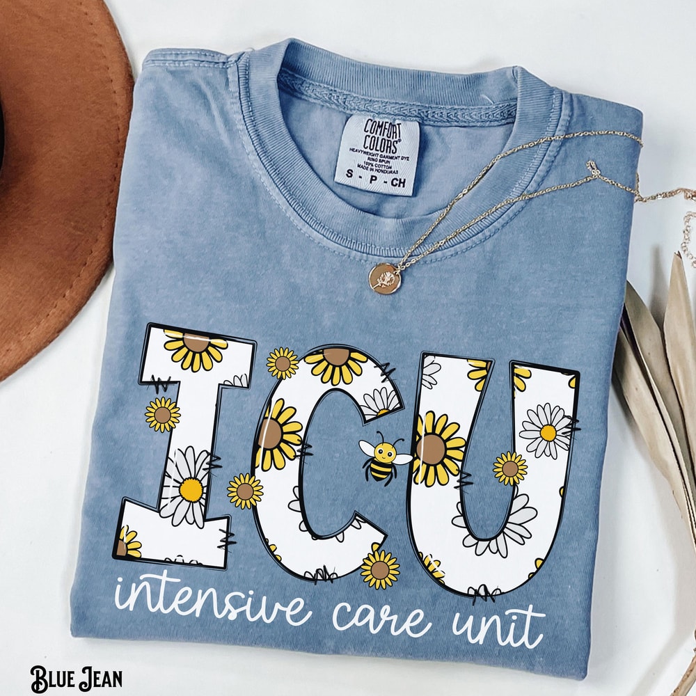 ICU Nurse Shirt Daisy Intensive Care Unit Graphic Tee Nurse Gift 0
