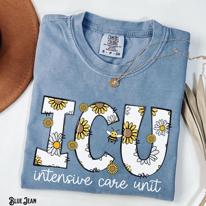 ICU Nurse Shirt Daisy Intensive Care Unit Graphic Tee Nurse Gift 0