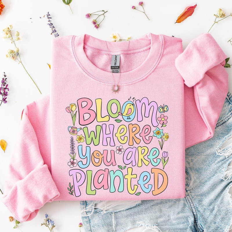 Bloom Where You Are Planted Shirt Floral Motivational Graphic Tee Inspirational Gift 4