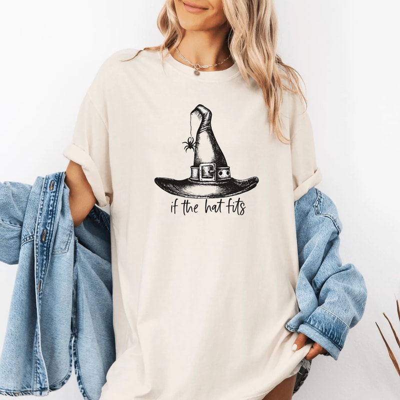 If The Hat Fits Witch Shirt Halloween Tee 0