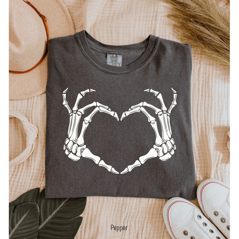 Skeleton Hand Shirt Comfort Colors Halloween Tee 0