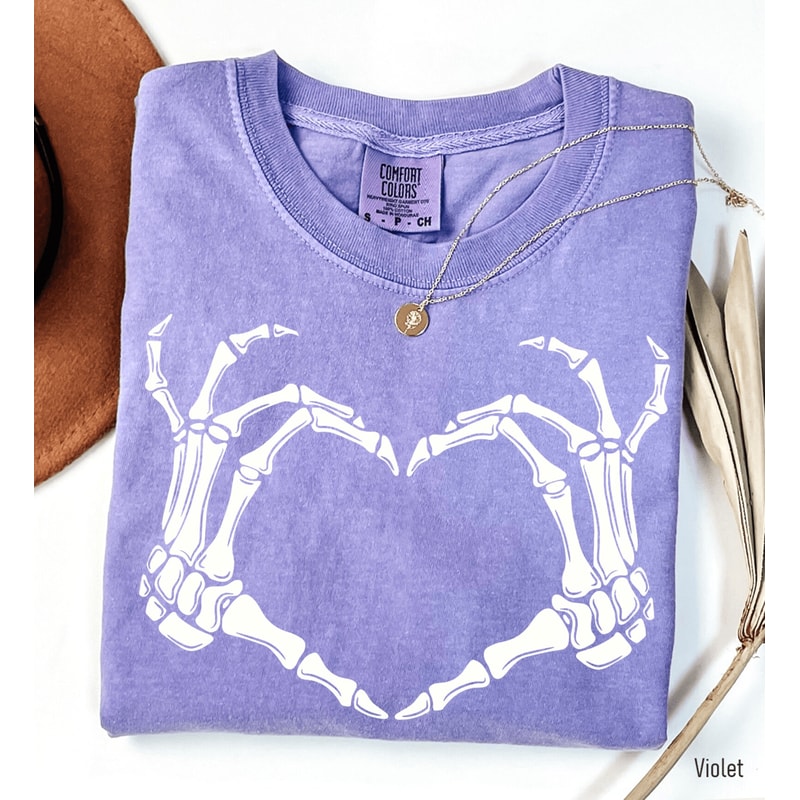 Skeleton Hand Shirt Comfort Colors Halloween Tee 3
