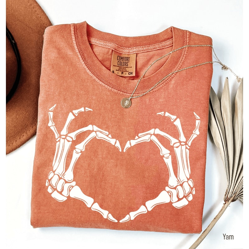 Skeleton Hand Shirt Comfort Colors Halloween Tee 4