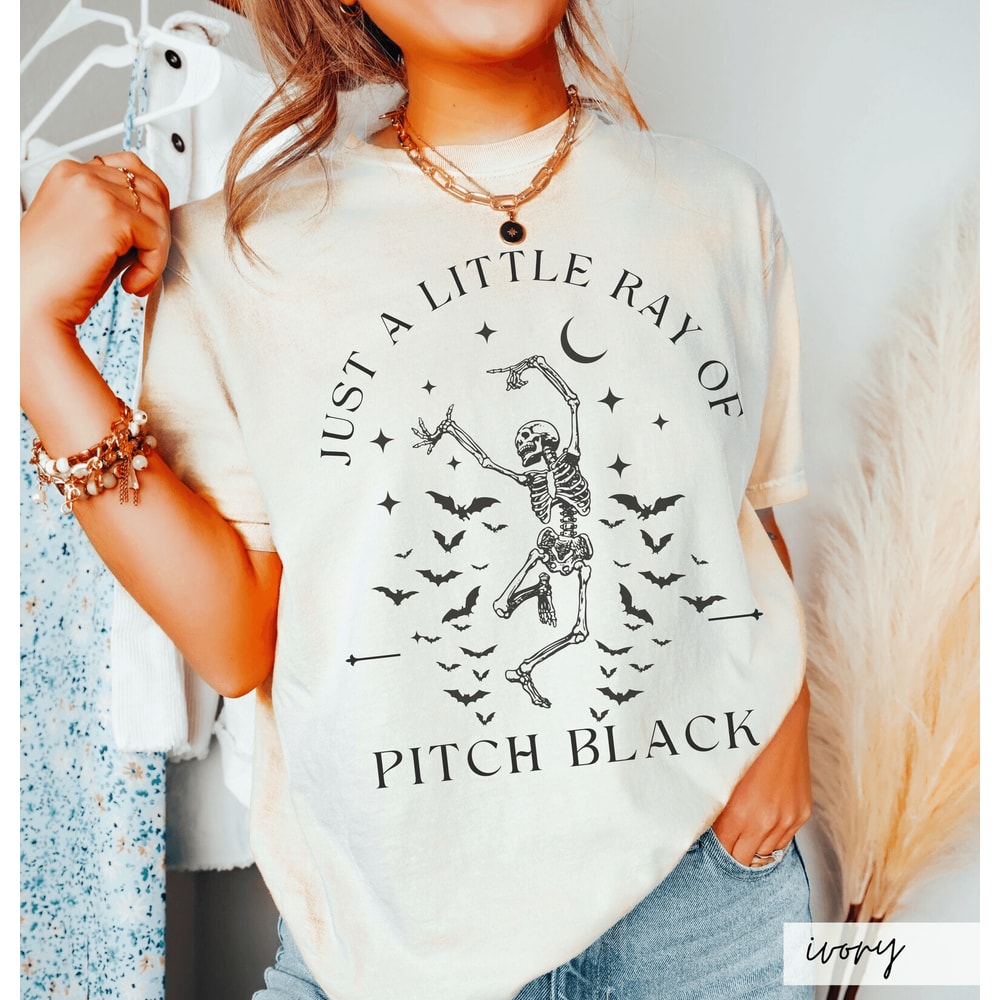 Skeleton Bat Tee Funny Goth Emo Halloween Shirt 0