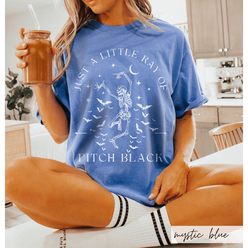 Skeleton Bat Tee Funny Goth Emo Halloween Shirt 1