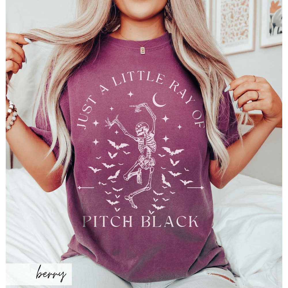 Skeleton Bat Tee Funny Goth Emo Halloween Shirt 3