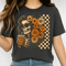 Floral Skeleton Halloween Tee Gothic Skull Checkered Shirt 0