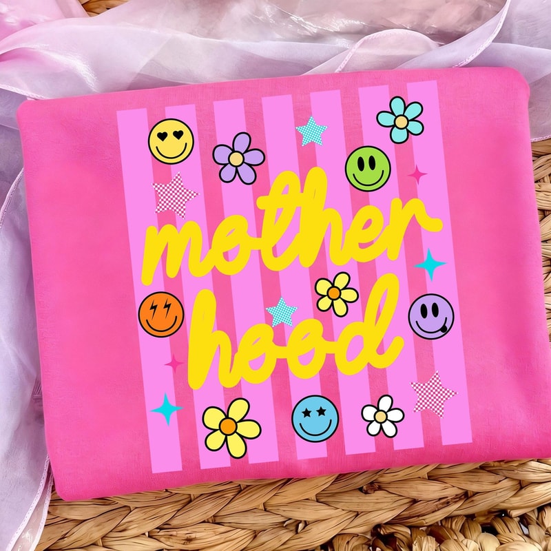 Motherhood Shirt Trendy Smiley Mom Life Graphic Tee Cute Gift For Mom 0