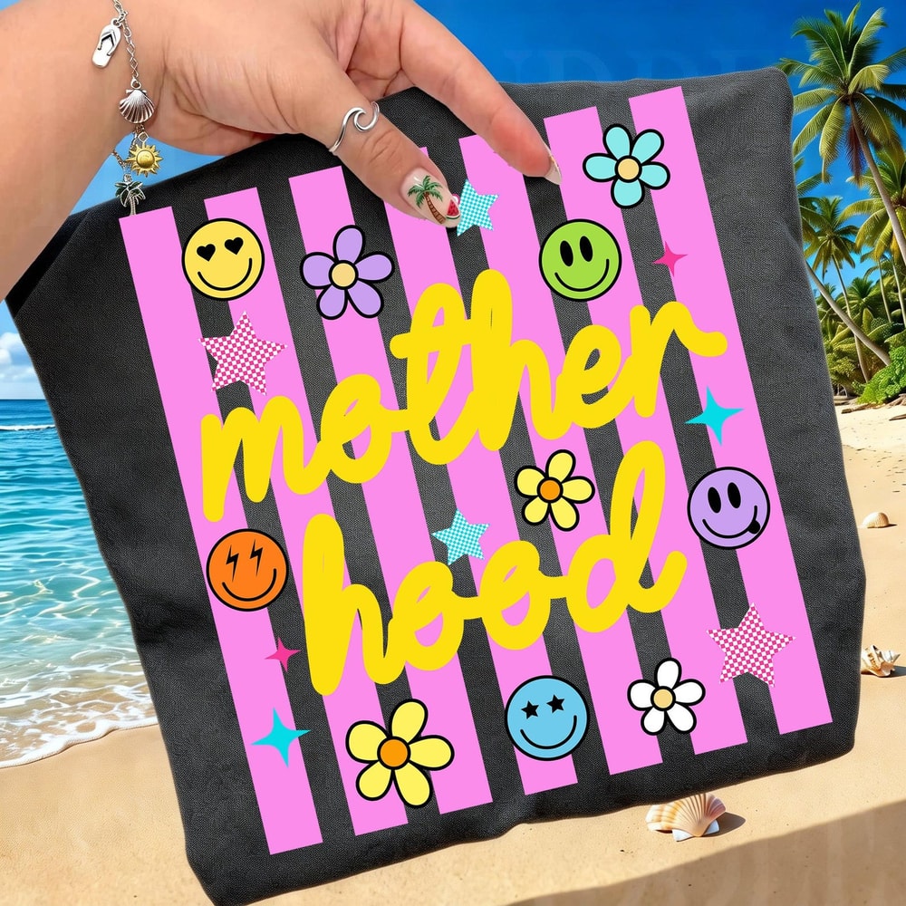 Motherhood Shirt Trendy Smiley Mom Life Graphic Tee Cute Gift For Mom 3