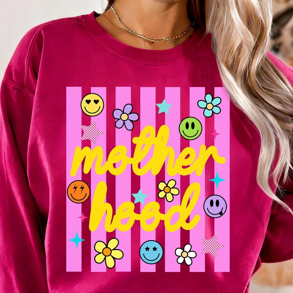 Motherhood Shirt Trendy Smiley Mom Life Graphic Tee Cute Gift For Mom 5