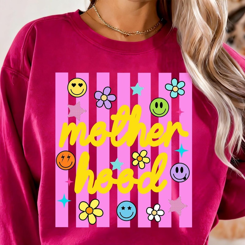 Motherhood Shirt Trendy Smiley Mom Life Graphic Tee Cute Gift For Mom 5